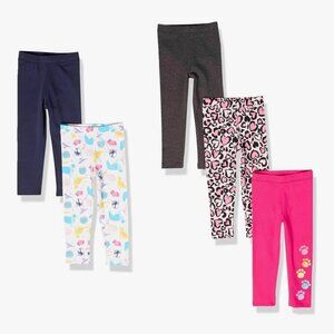 New sealed 5pc Amazon Essentials girls Leggings - various Colors size 6-7